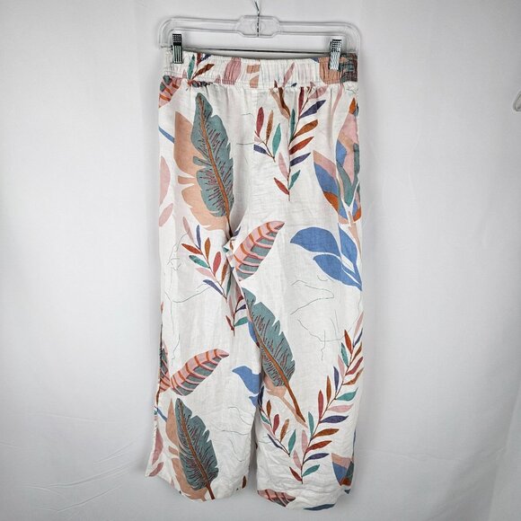 Cynthia Rowley Linen Floral Cropped Pants Size Small Tropical Multicolor - Picture 3 of 11